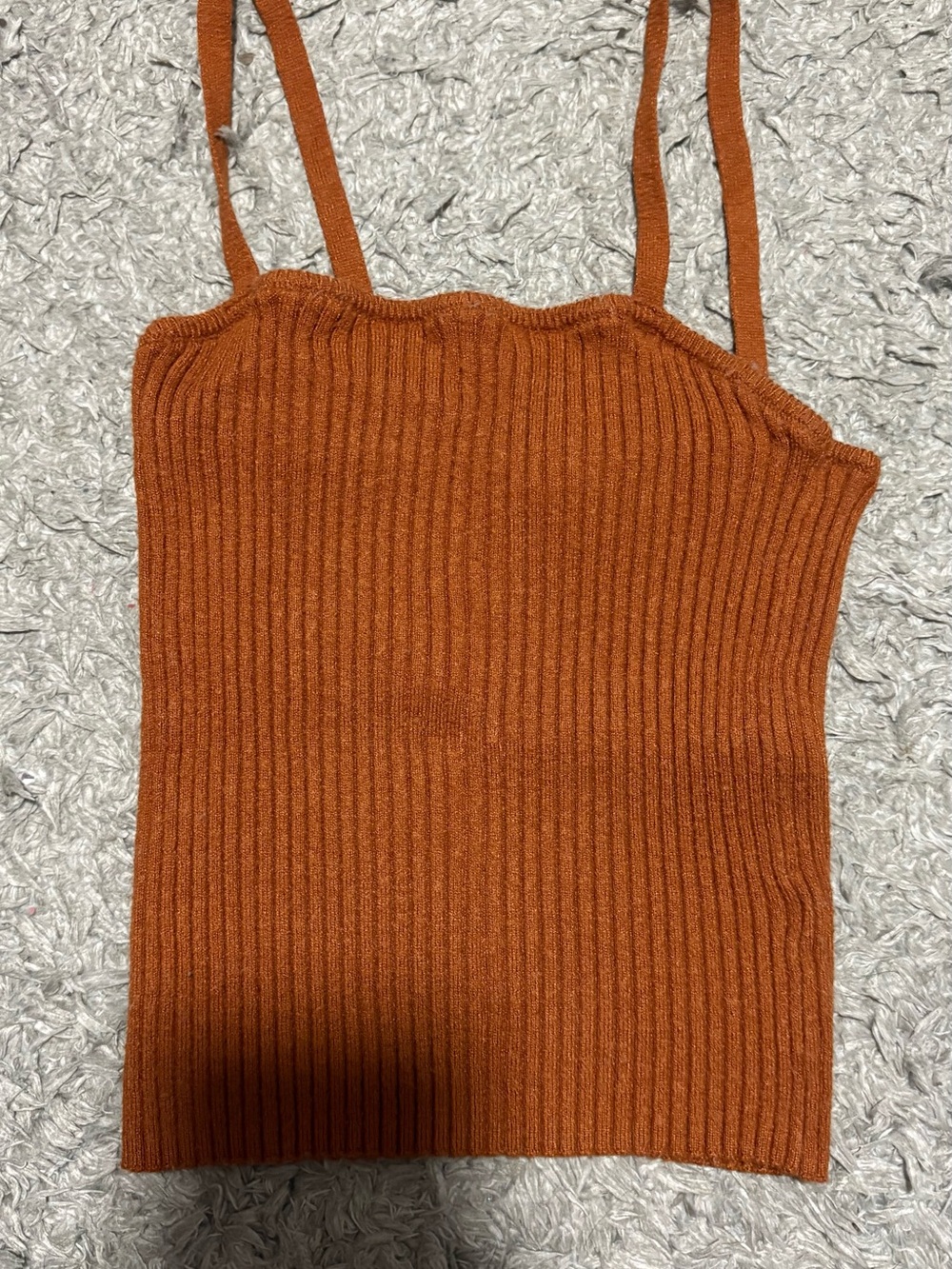 Forever 21 Burnt Orange Ribbed Knit Cami Crop Top Size Medium